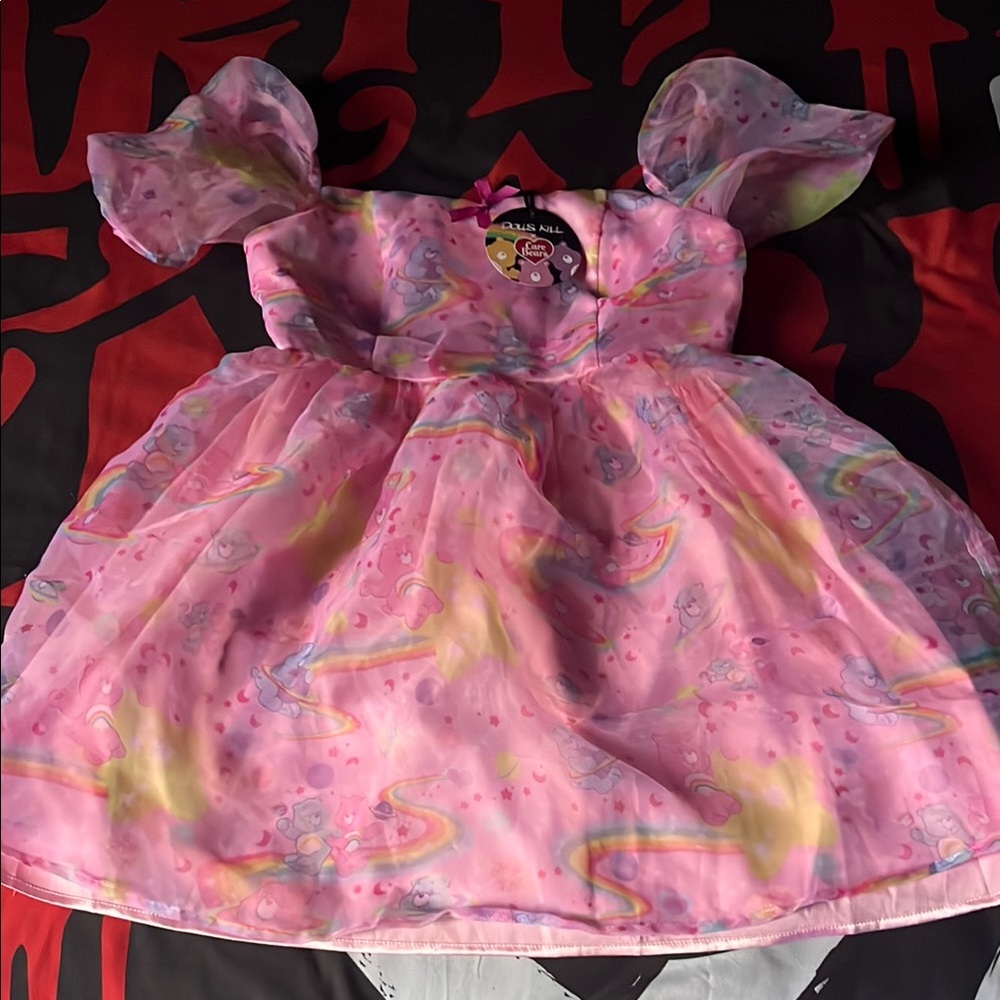 Dolls Kill Pink and Yellow Mini Dress carebears